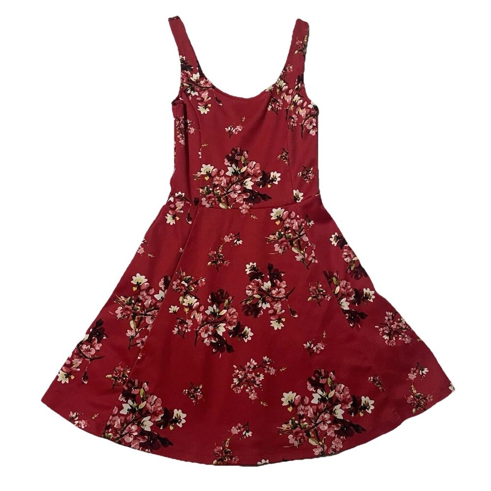 H&M Divided Red Floral Spring Cottagecore Style Mini Dress Size 2 XS Juniors